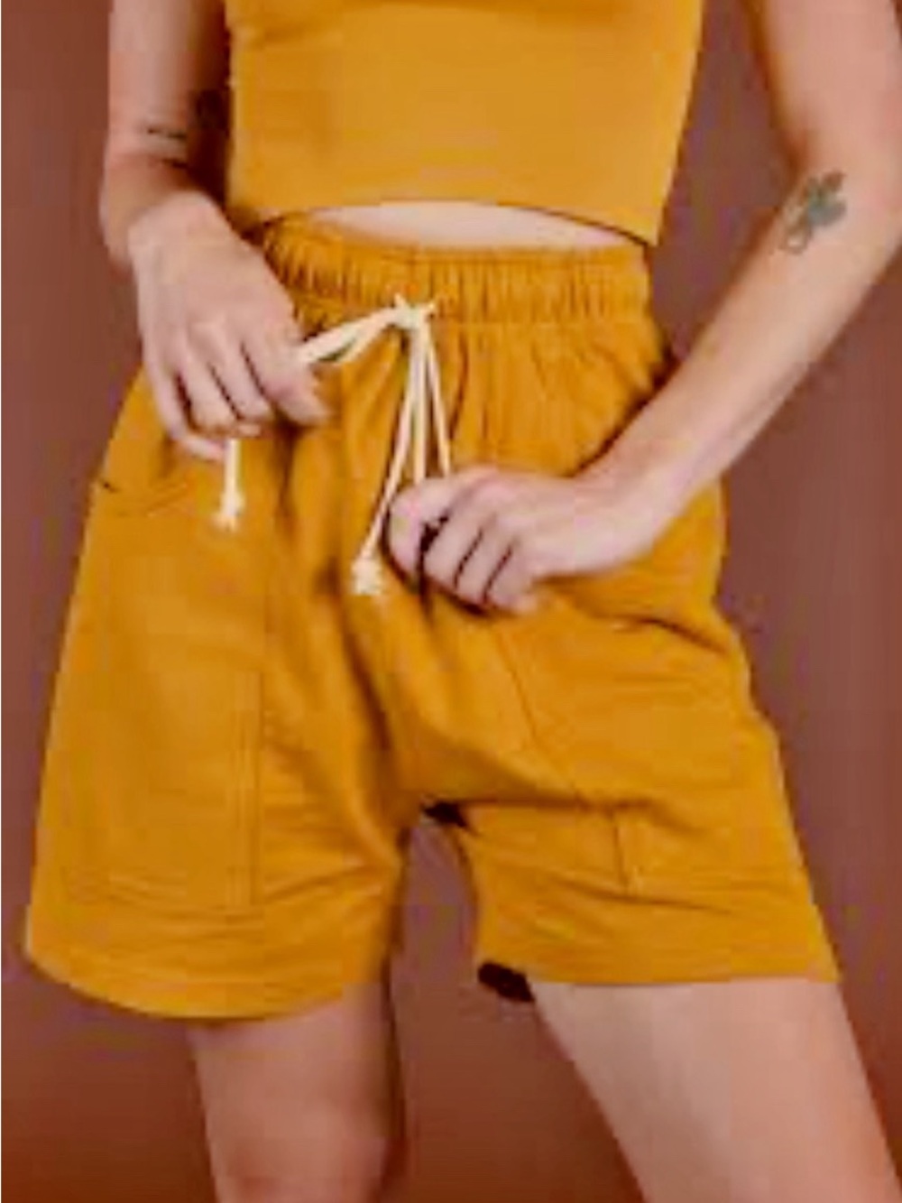 Universal Thread Women's High-Waist Mustard Drawstring Shorts